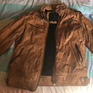 Carmel colored Art of Possible PU leather coat